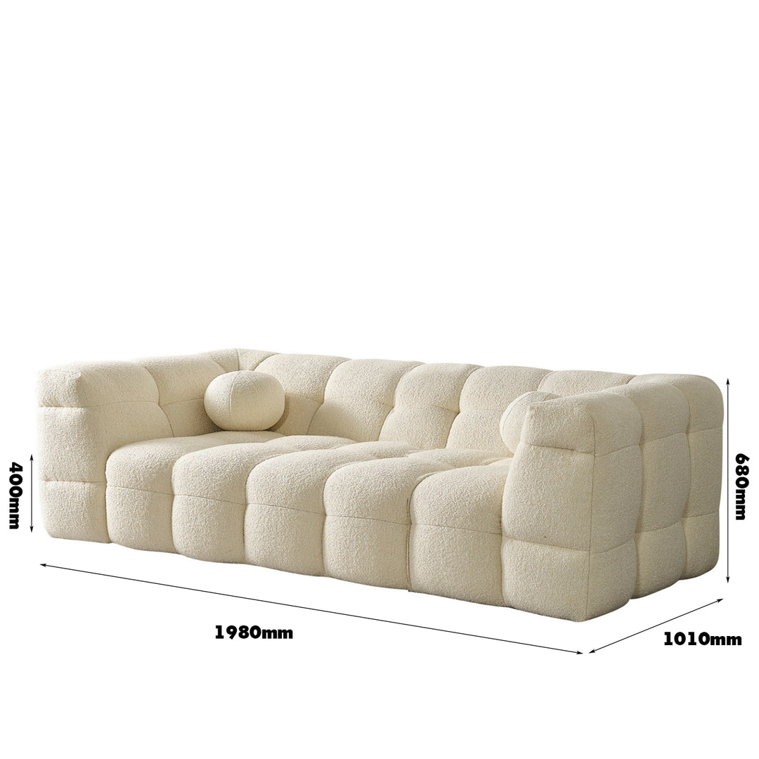 Cream boucle fabric 2 seater sofa boba size charts.