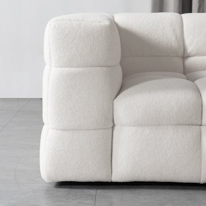 Cream boucle fabric 2 seater sofa boba with context.