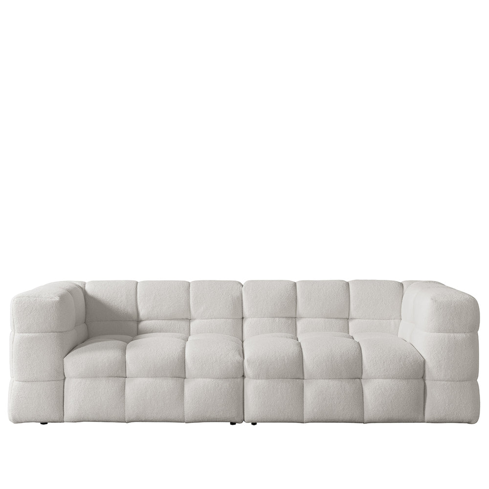 Cream boucle fabric 3 seater sofa boba in white background.