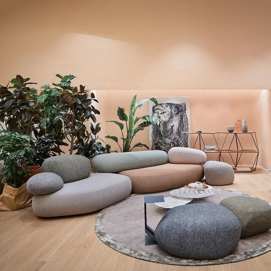 Contemporary fabric 7 seater sofa pebble primary product view.