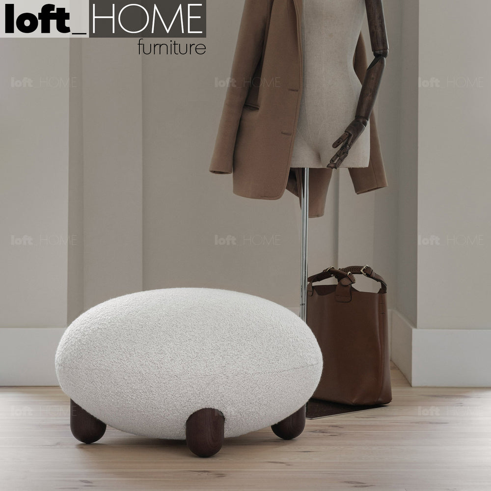 Contemporary fabric ottoman teddy primary product view.