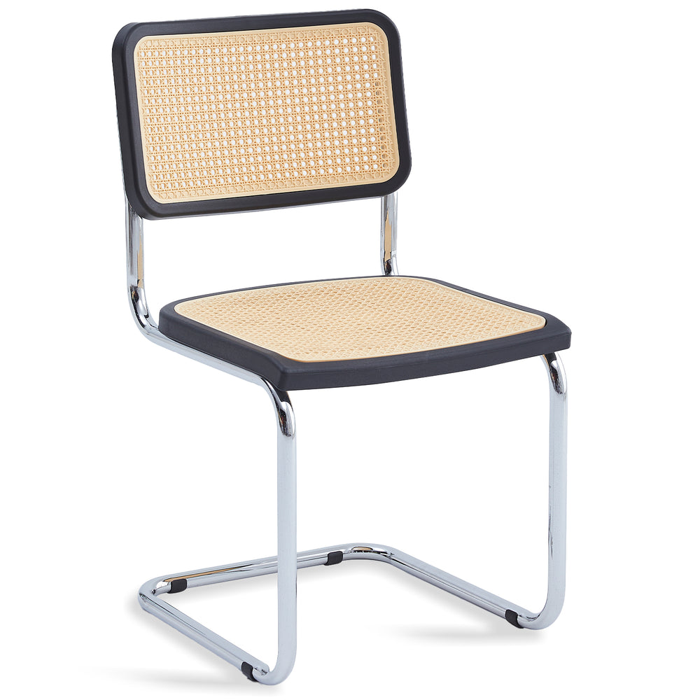 Scandinavian plastic dining chair cesca in white background.