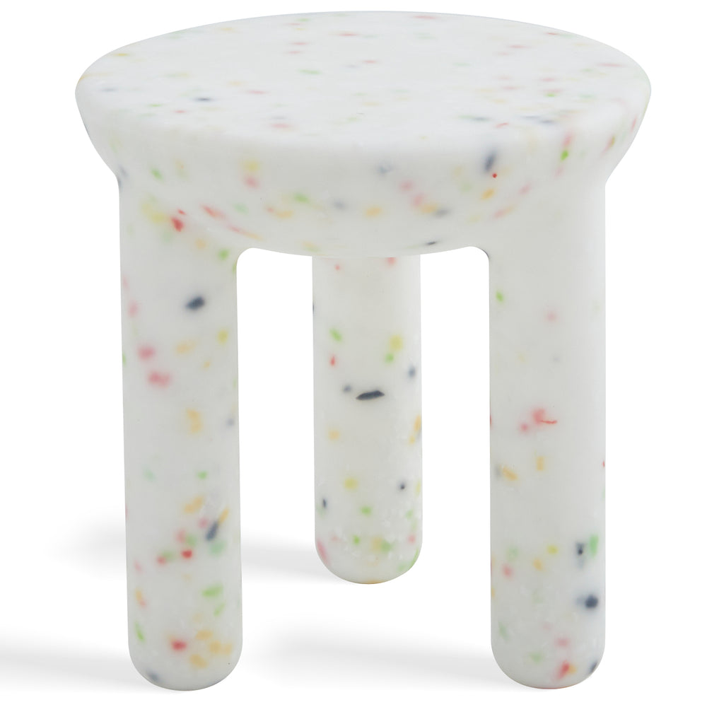 Contemporary plastic side table snap in white background.