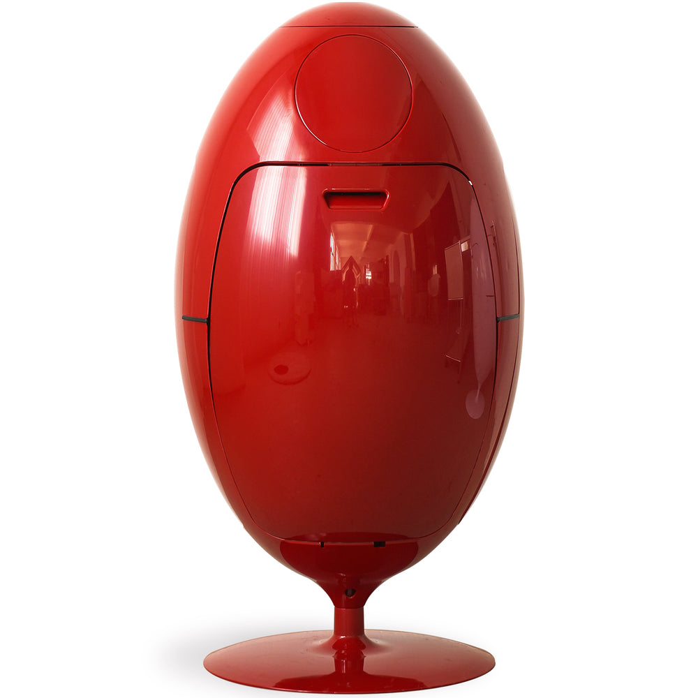 Contemporary abs waste bin egg in white background.