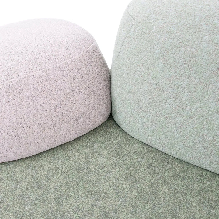Contemporary fabric 4 seater sofa pebble in panoramic view.