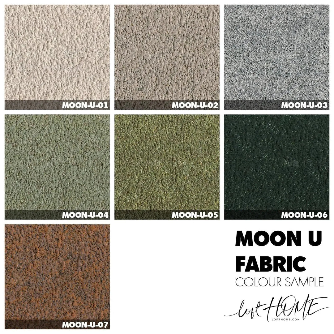 Contemporary fabric 4 seater sofa pebble color swatches.