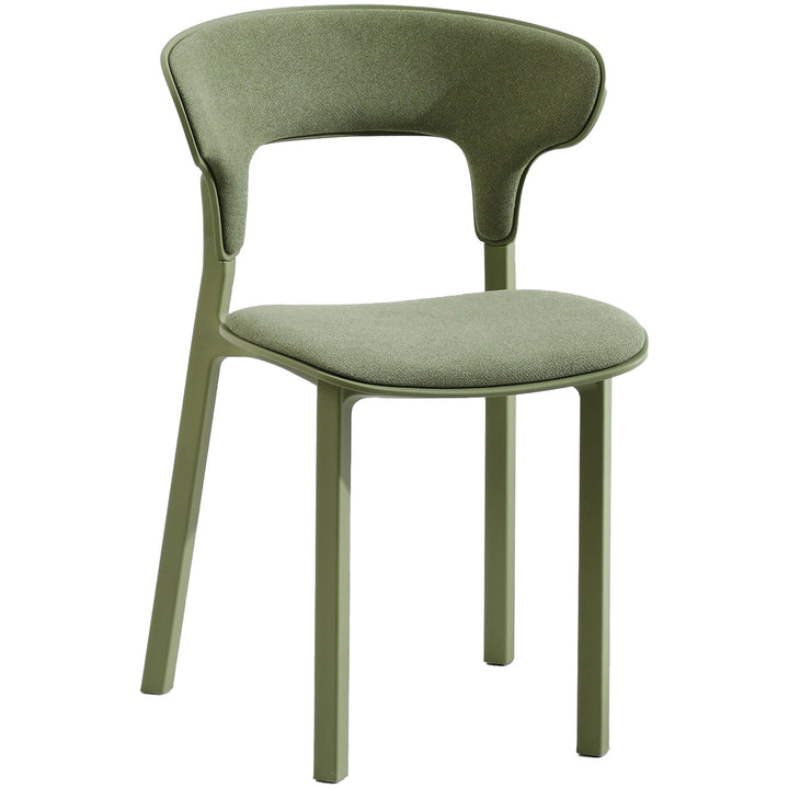 Contemporary fabric plastic dining chair hug in panoramic view.