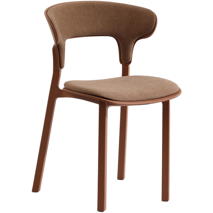 Contemporary fabric plastic dining chair hug in white background.