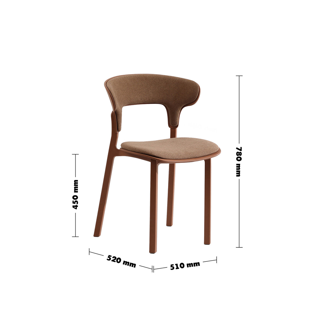 Contemporary fabric plastic dining chair hug size charts.