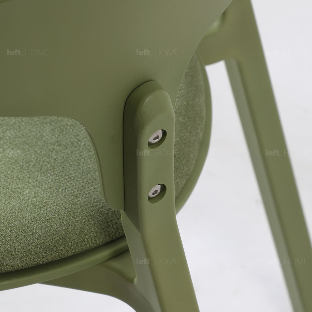 Contemporary fabric plastic dining chair hug material variants.