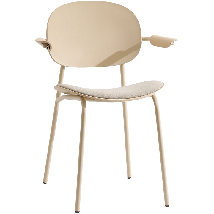 Contemporary fabric plastic dining chair loop in close up details.