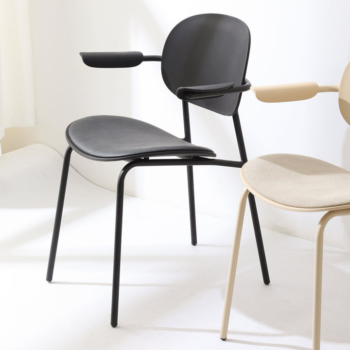 Contemporary fabric plastic dining chair loop in details.