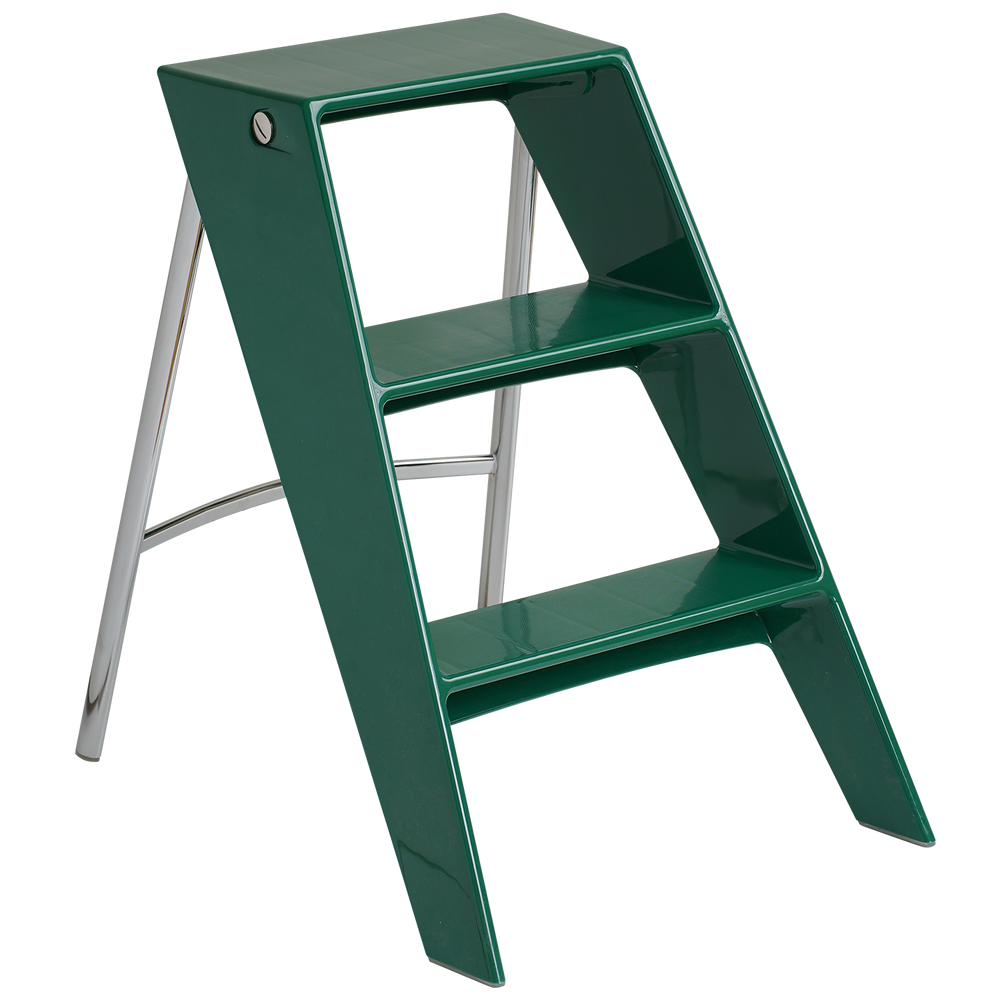 Contemporary plastic steel ladder alto in white background.