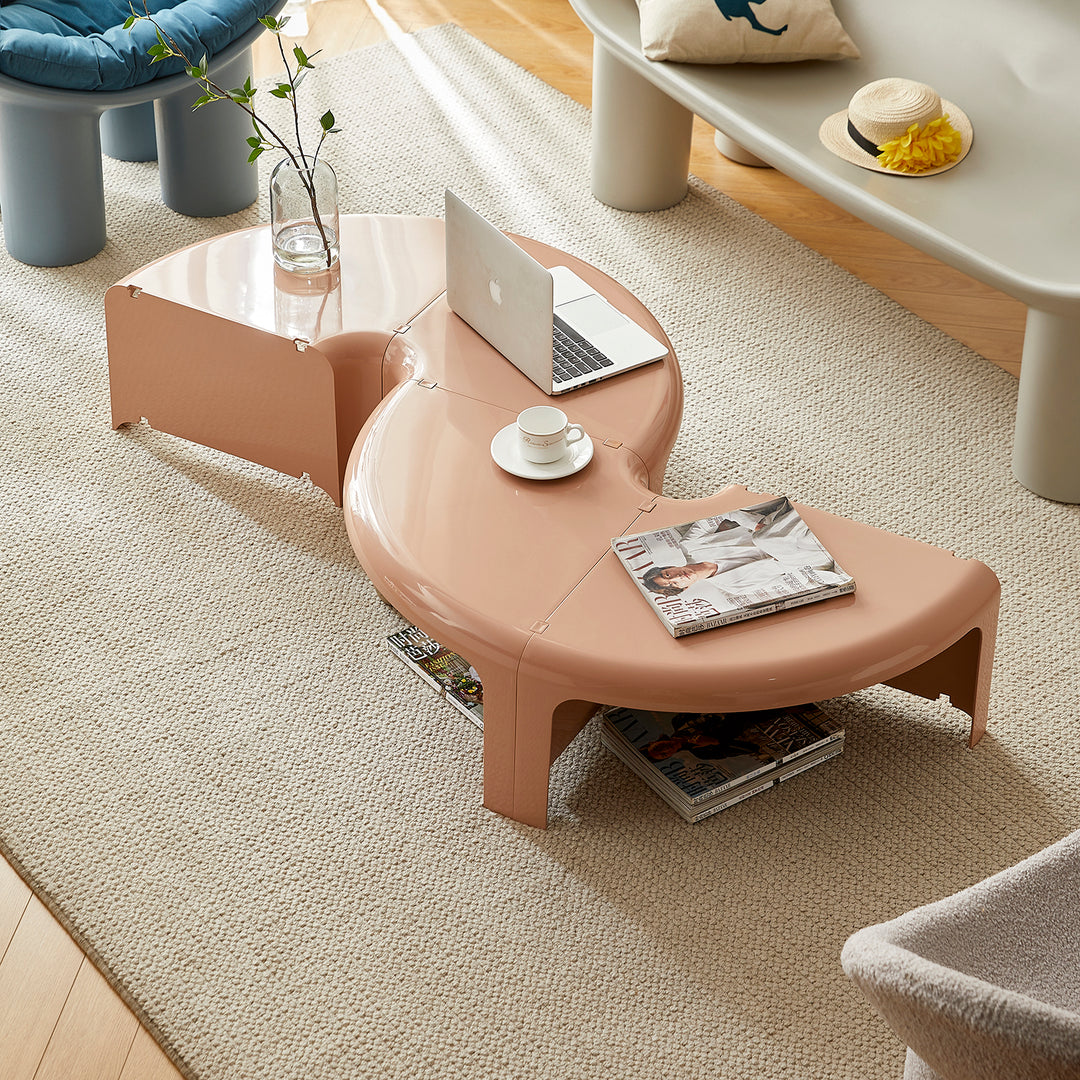 Contemporary plastic transformable coffee table domut in details.