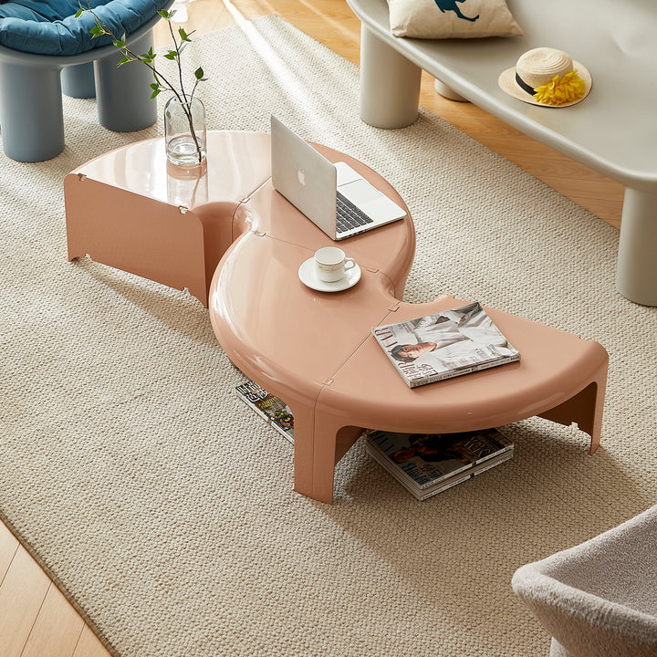 Contemporary plastic transformable coffee table domut in details.