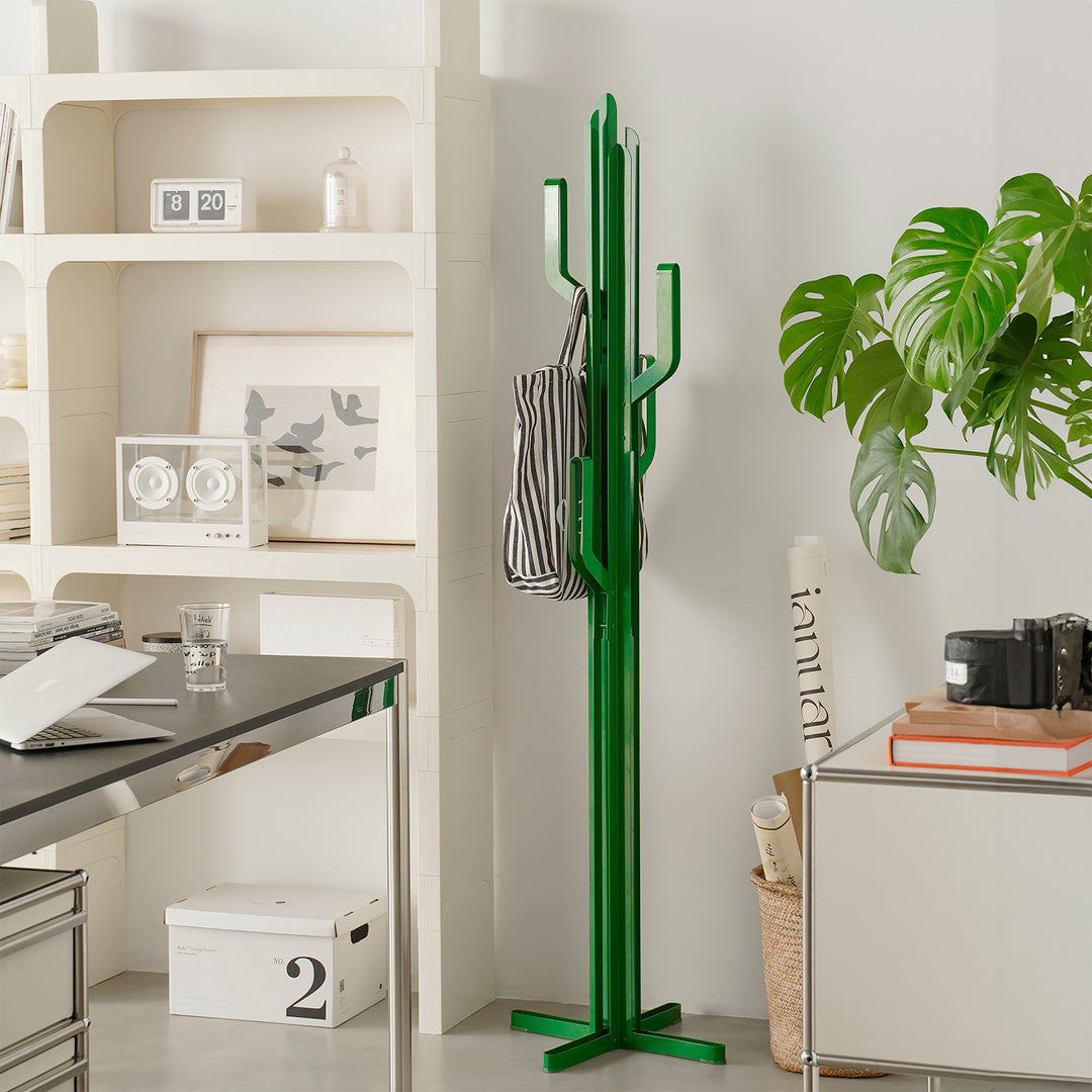 Contemporary steel clothes hanger cactus color swatches.