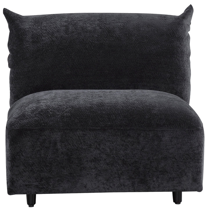 Contemporary velvet fabric modular armless 1 seater sofa flower with context.