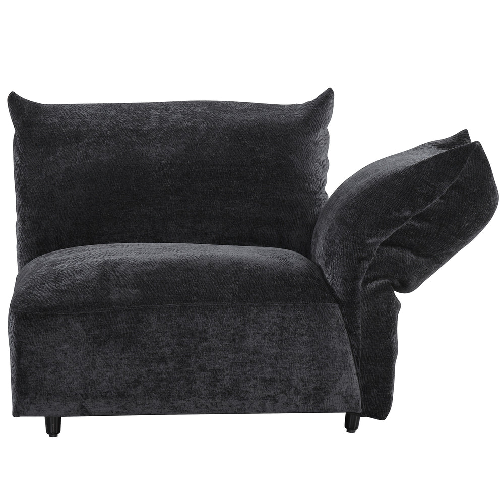 Contemporary velvet fabric modular corner 1 seater sofa flower in white background.