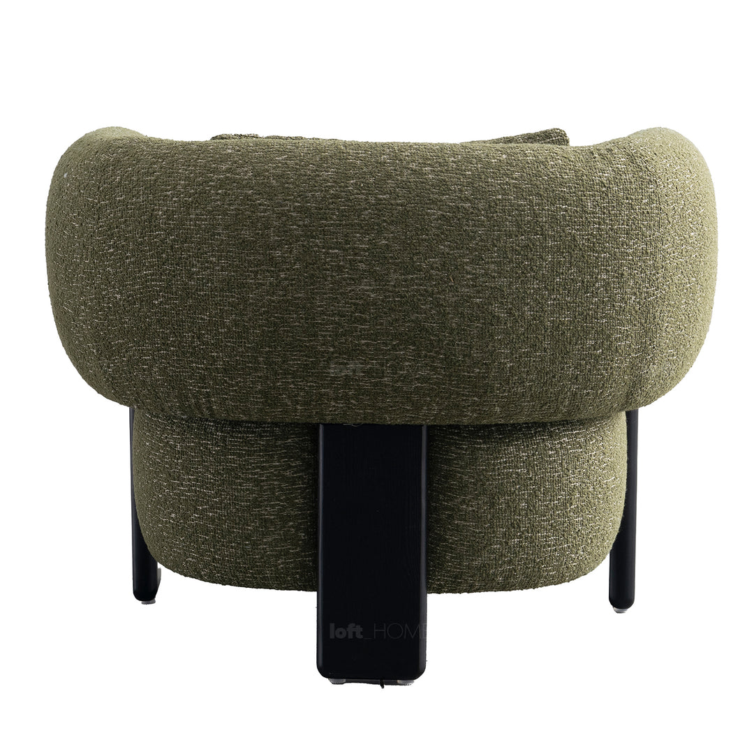 Cream boucle fabric 1 seater sofa nubo in panoramic view.