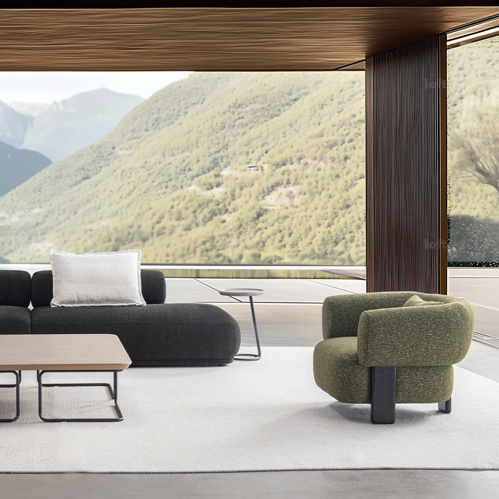 Cream boucle fabric 1 seater sofa nubo material variants.