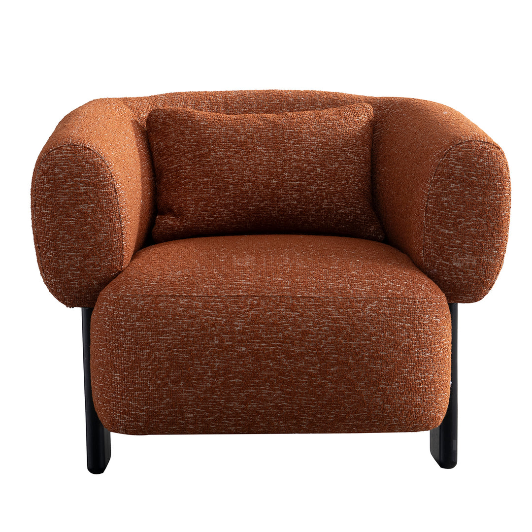 Cream boucle fabric 1 seater sofa nubo with context.