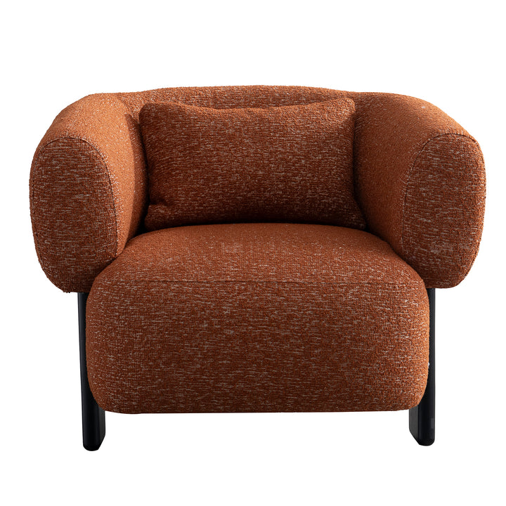 Cream boucle fabric 1 seater sofa nubo with context.