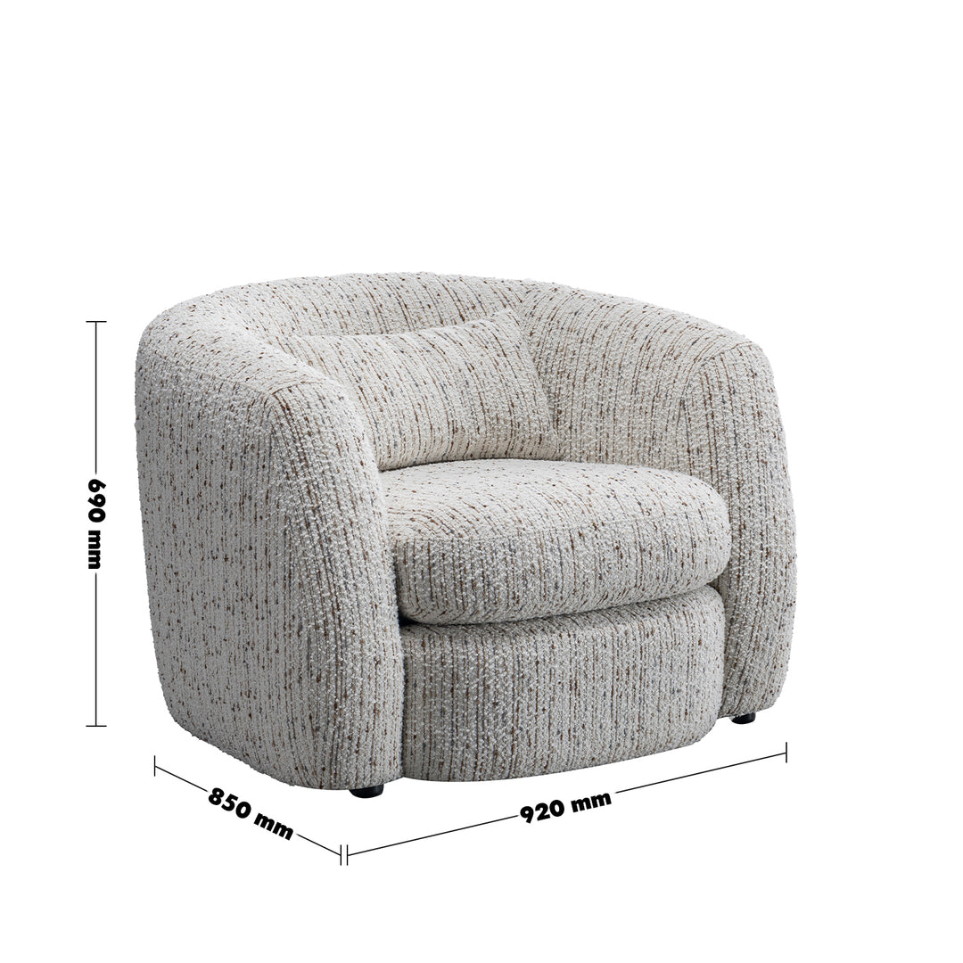 Cream boucle fabric 1 seater sofa tofu size charts.