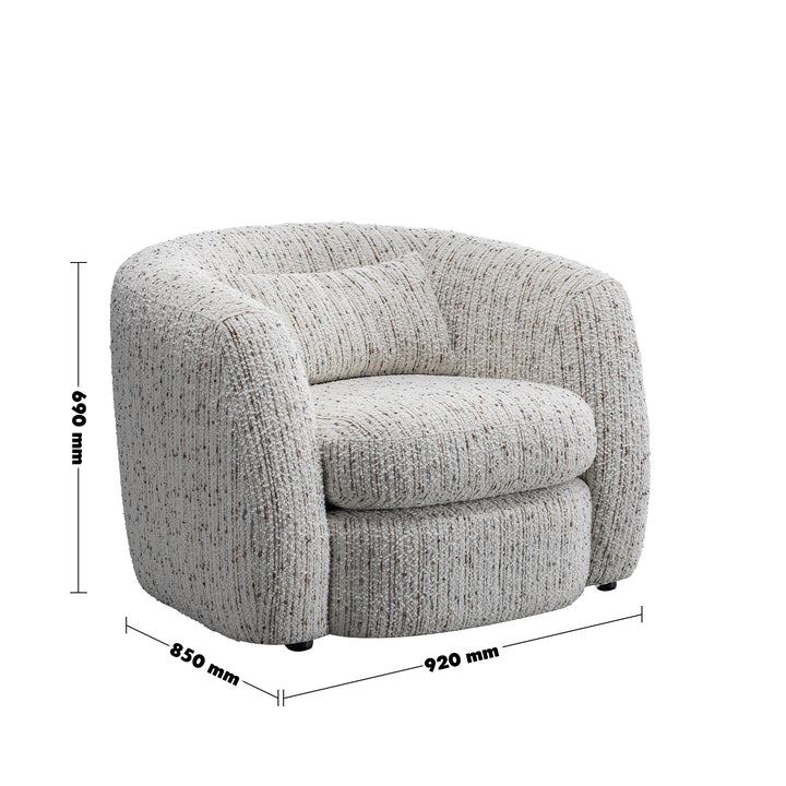 Cream boucle fabric 1 seater sofa tofu size charts.