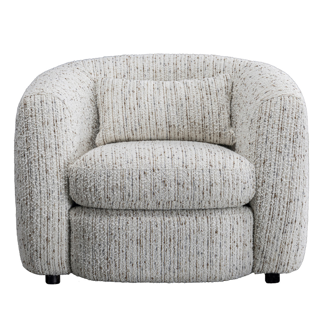 Cream boucle fabric 1 seater sofa tofu material variants.