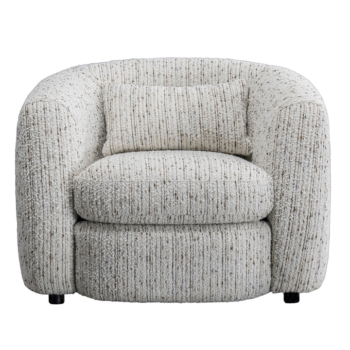 Cream boucle fabric 1 seater sofa tofu material variants.