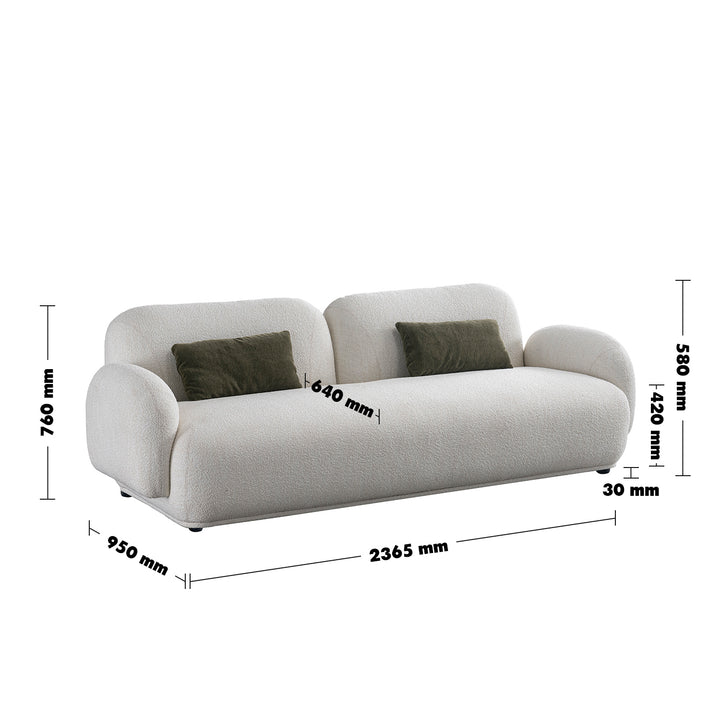 Cream boucle fabric 3 seater sofa pluum size charts.