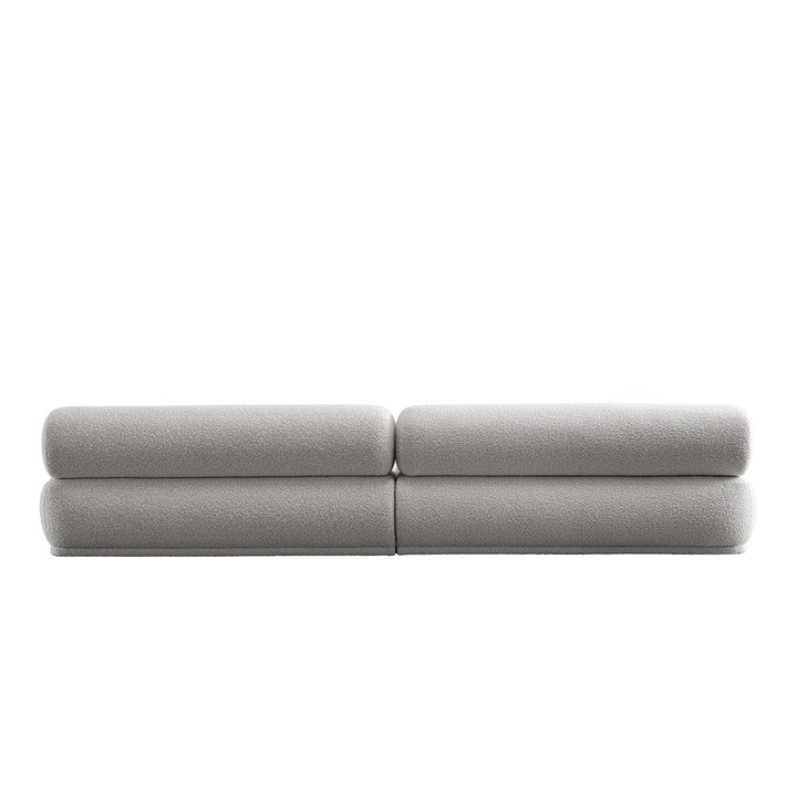 Cream boucle fabric 4 seater sofa mochi in real life style.