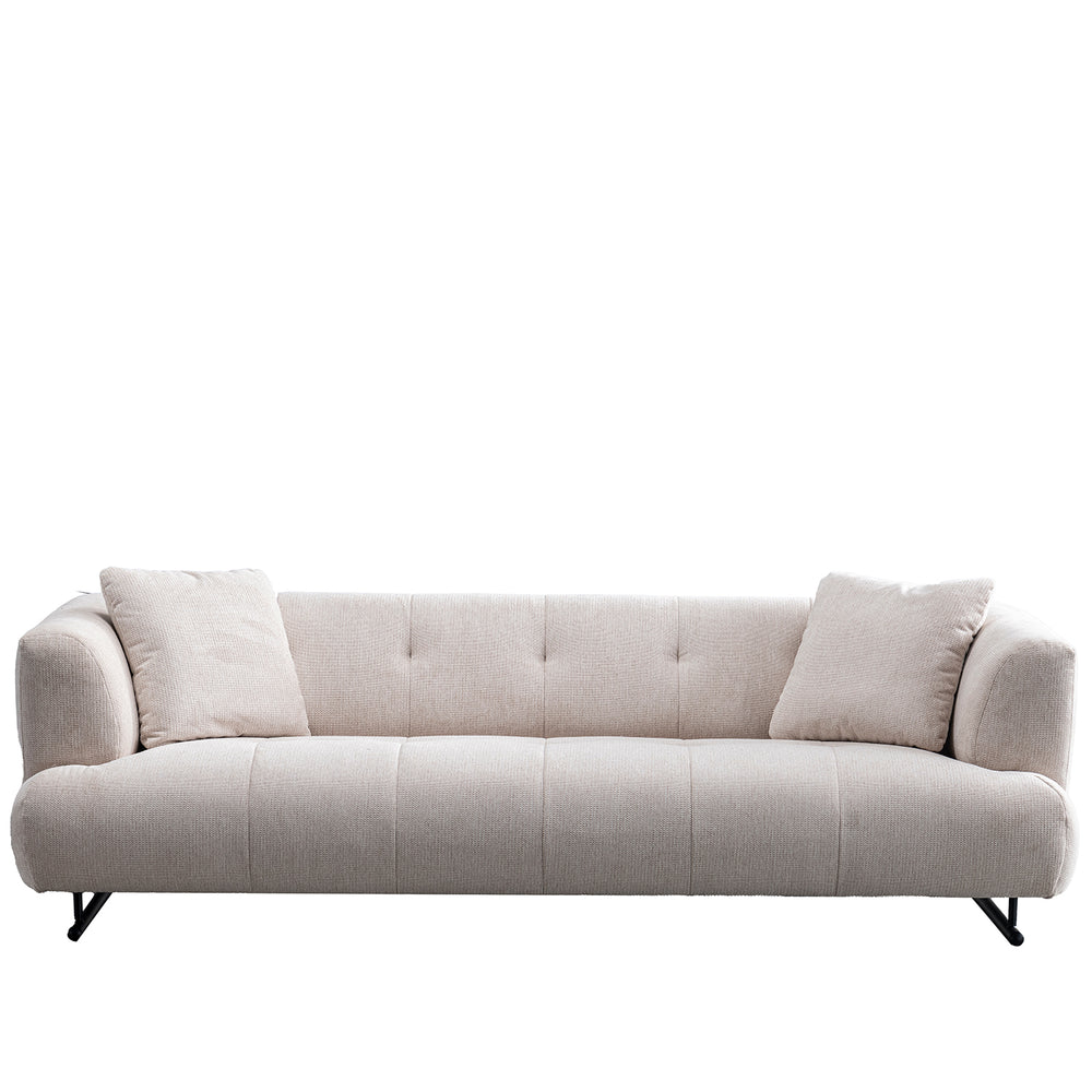 Cream cotton fabric 2 seater sofa verdo in white background.