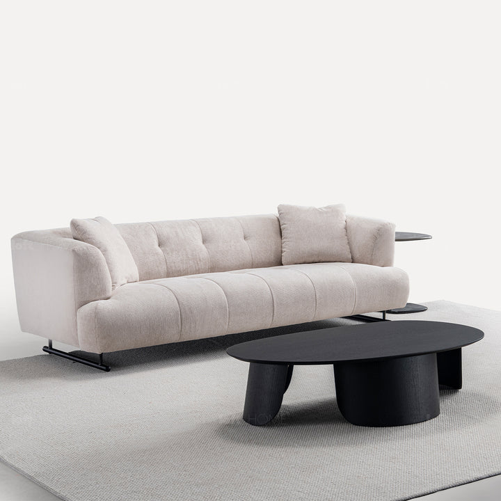 Cream cotton fabric 3 seater sofa verdo color swatches.