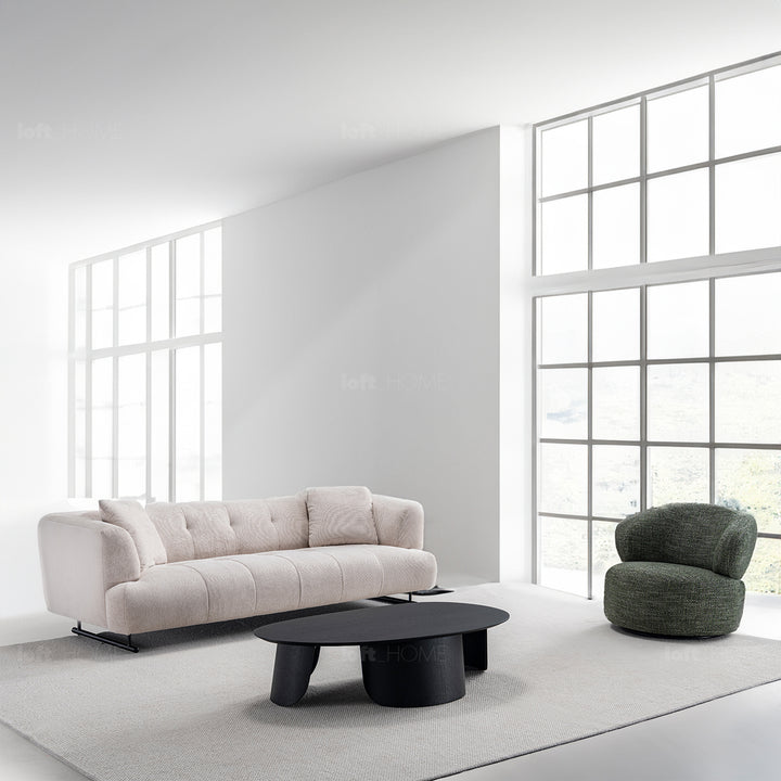 Cream cotton fabric 3 seater sofa verdo material variants.