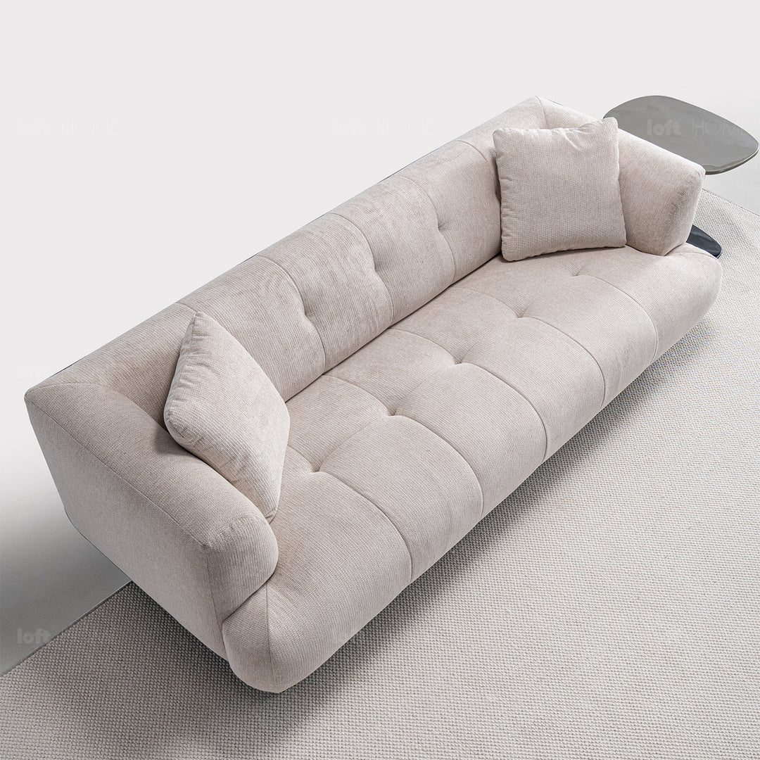 Cream cotton fabric 3 seater sofa verdo in real life style.