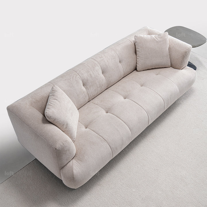 Cream cotton fabric 3 seater sofa verdo in real life style.