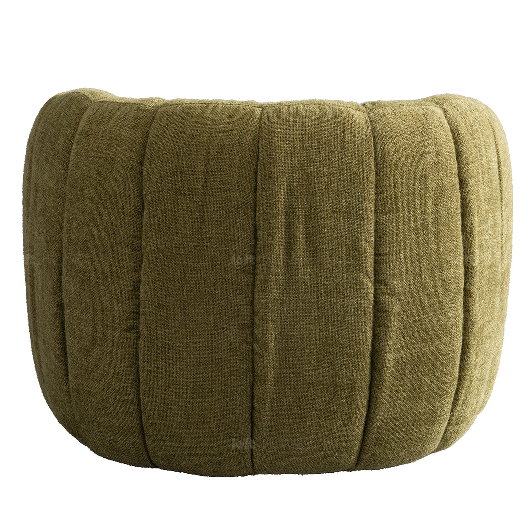 Cream linen fabric revolving 1 seater sofa olvi in real life style.