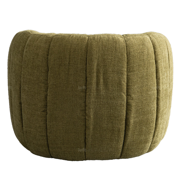 Cream linen fabric revolving 1 seater sofa olvi in real life style.
