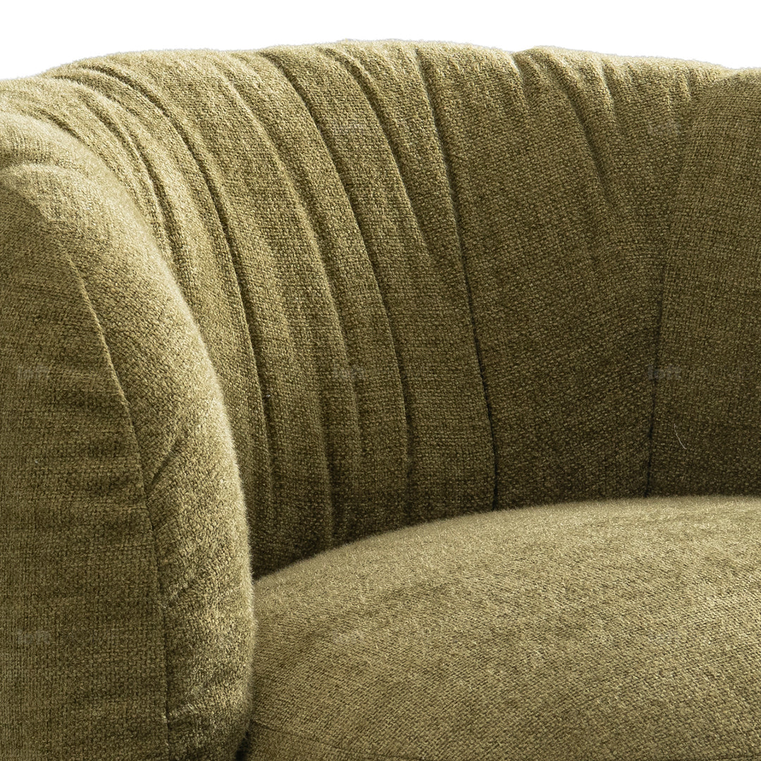 Cream linen fabric revolving 1 seater sofa olvi with context.