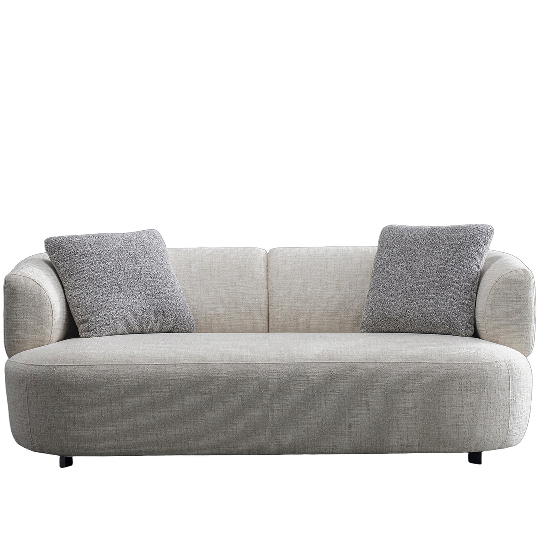 Cream mixed weave fabric 2 seater sofa noiry in white background.