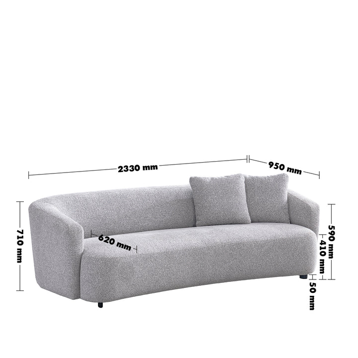Cream mixed weave fabric 3 seater sofa navi size charts.