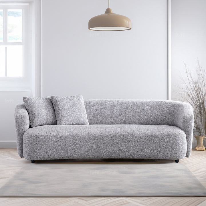 Cream mixed weave fabric 3 seater sofa navi color swatches.
