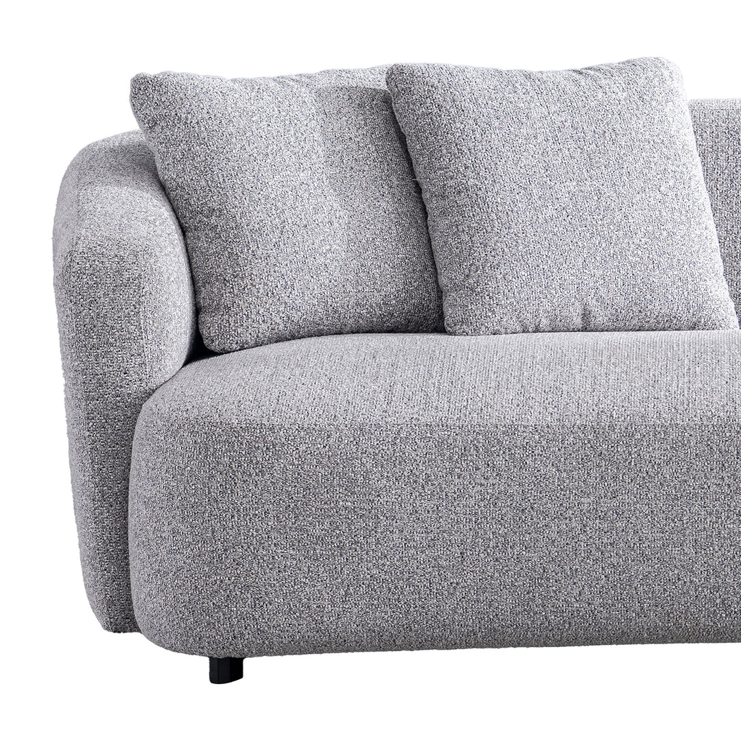 Cream mixed weave fabric 3 seater sofa navi in close up details.