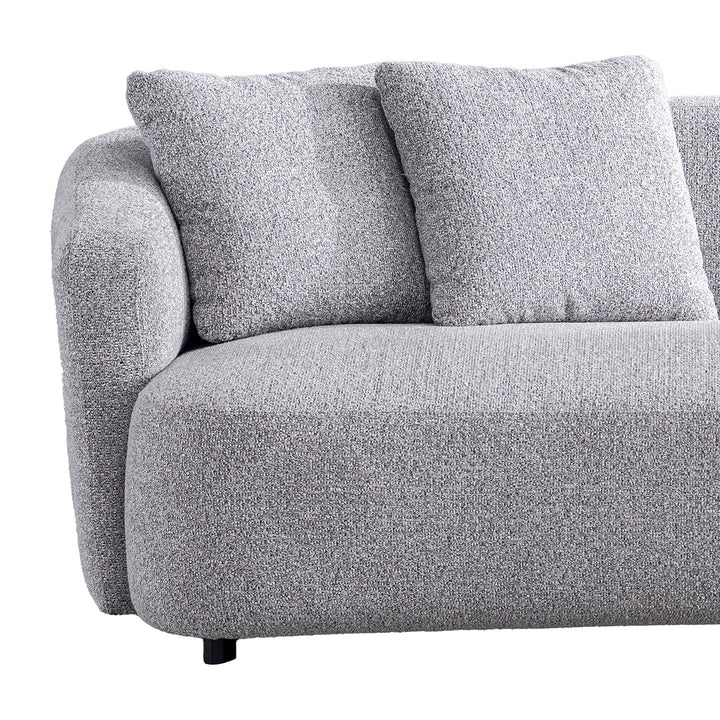Cream mixed weave fabric 3 seater sofa navi in close up details.