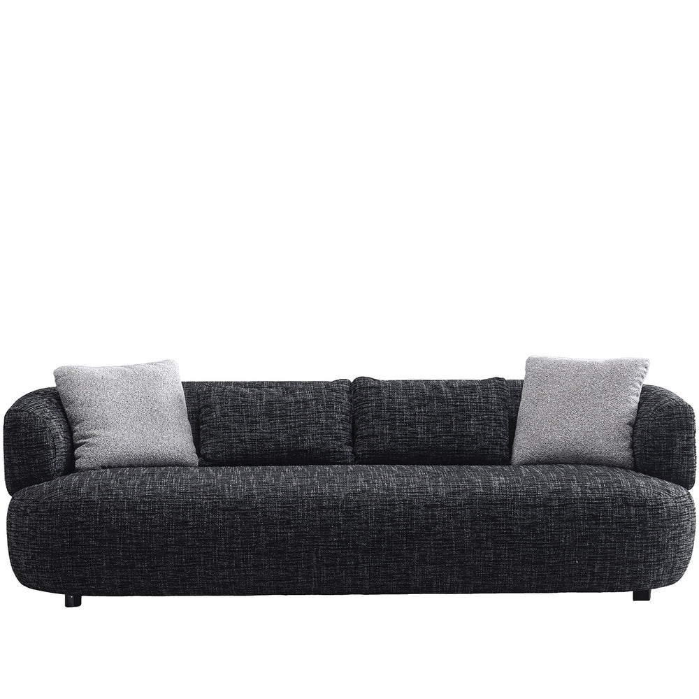 Cream mixed weave fabric 3 seater sofa noiry in white background.