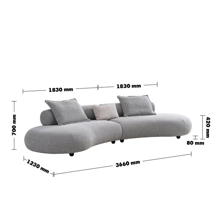 Cream mixed weave fabric 6 seater sofa curvo size charts.