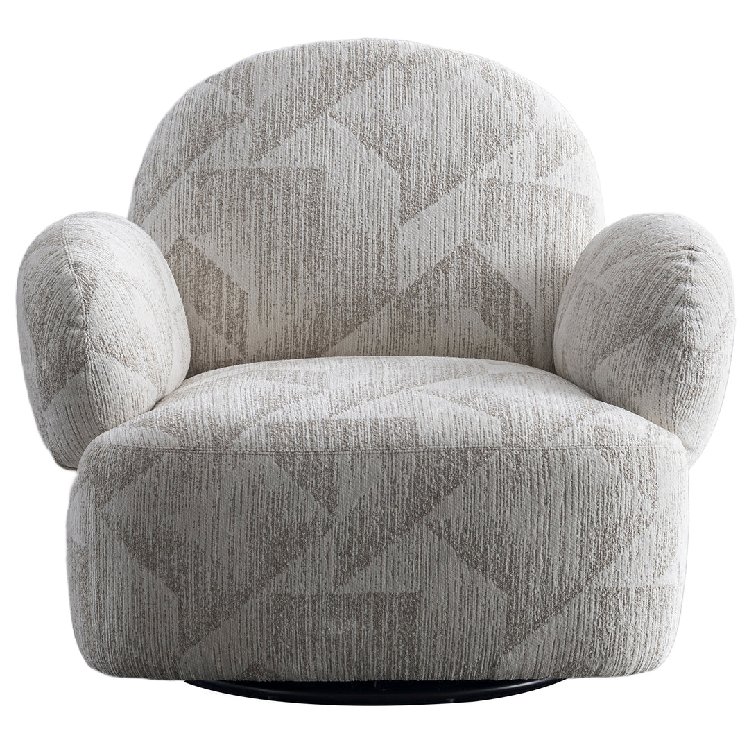 Cream mixed weave fabric revolving 1 seater sofa pomu material variants.
