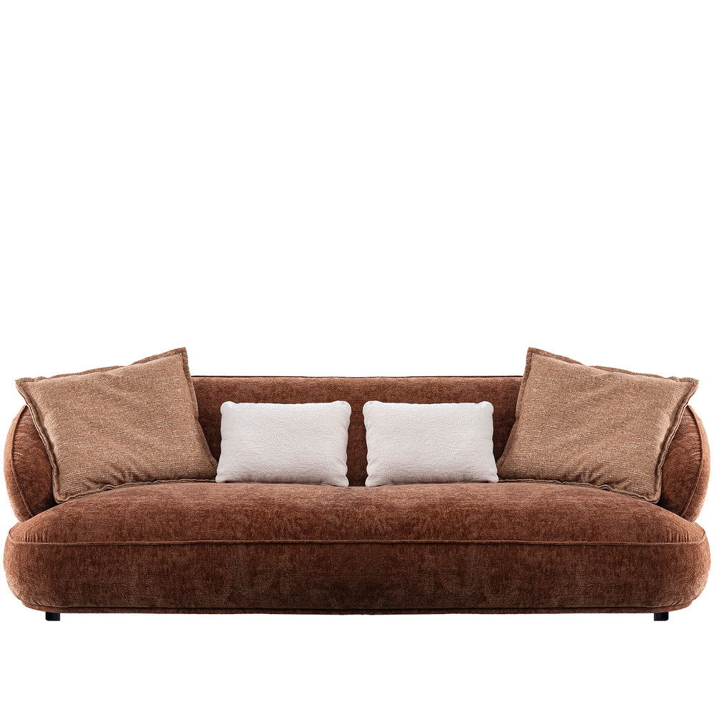 Cream velvet fabric 3 seater sofa cocoa in white background.