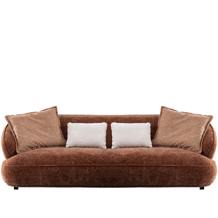 Cream velvet fabric 3 seater sofa cocoa in white background.